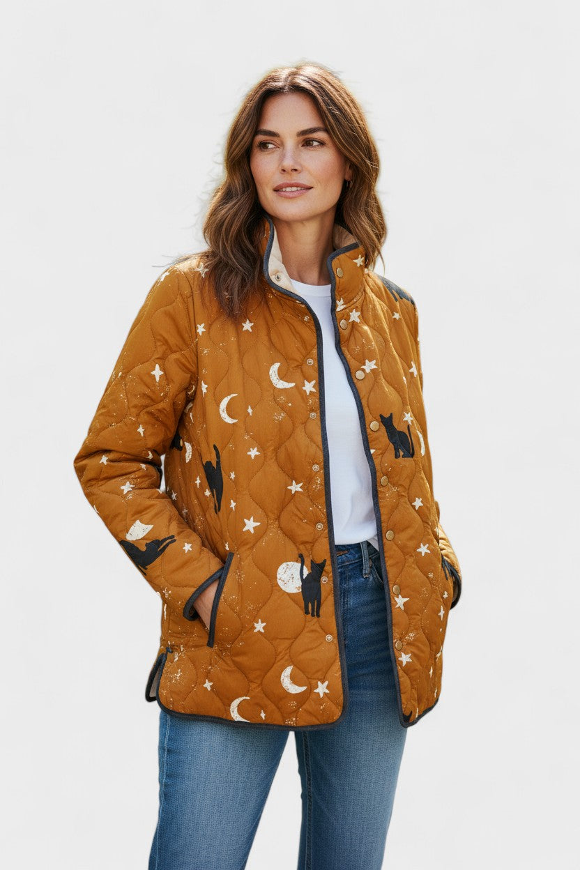 Loveday Quilted Jacket with Graphic Stripe Pattern