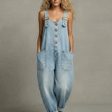 Harriet Stylish Denim Jumpsuit with Pockets - view 3
