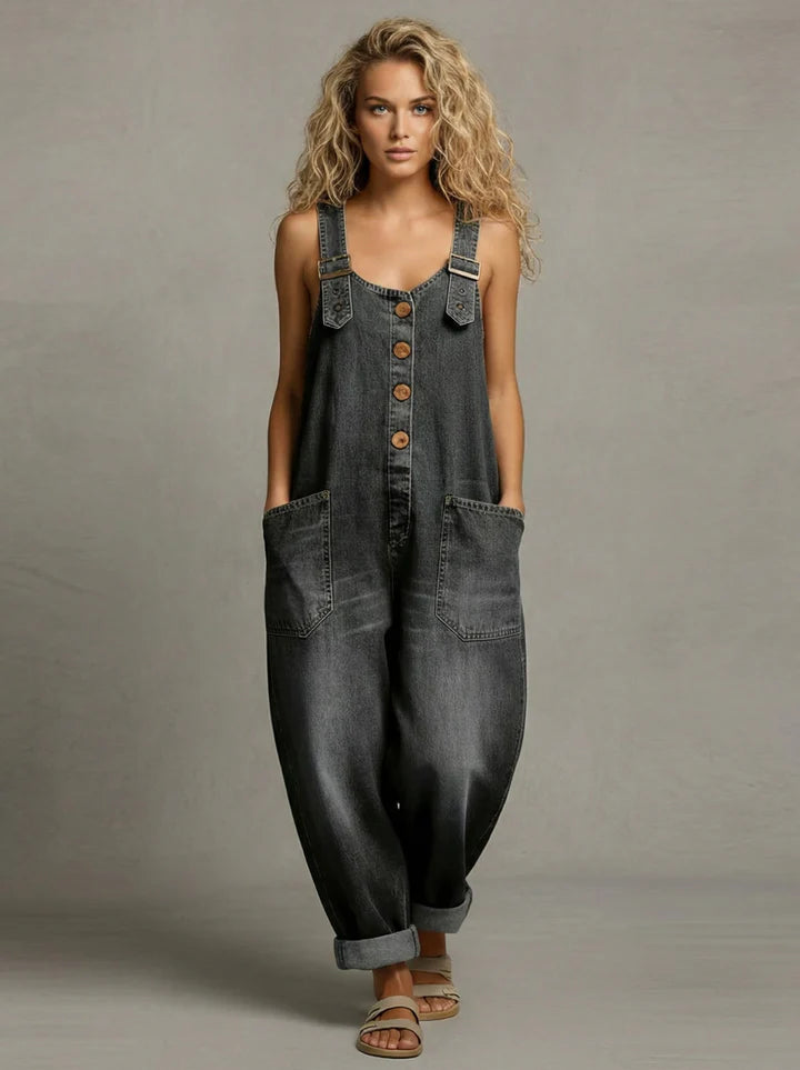 Harriet Stylish Denim Jumpsuit with Pockets - view 5