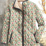 Marnie Mint Green Quilted Jacket with Fine Rose Pattern - view 2