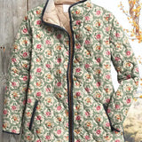 Marnie Mint Green Quilted Jacket with Fine Rose Pattern - view 2