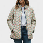 Marnie Mint Green Quilted Jacket with Fine Rose Pattern