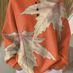Marlene Jumper in Orange with Autumn Leaves