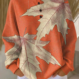 Marlene Jumper in Orange with Autumn Leaves