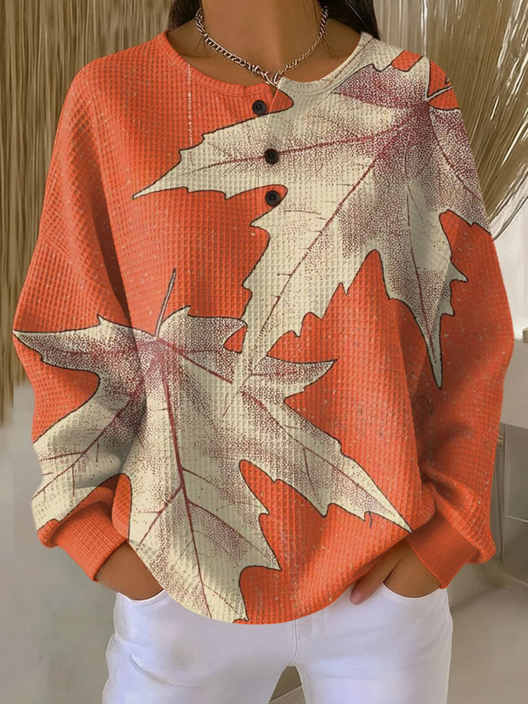 Marlene | Jumper in Orange with Autumn Leaves