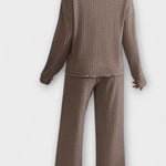 Melody, Ribbed Knitted Jumper & Wide-Leg Trousers Set