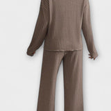Melody, Ribbed Knitted Jumper & Wide-Leg Trousers Set