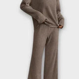 Melody, Ribbed Knitted Jumper & Wide-Leg Trousers Set