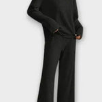Melody, Ribbed Knitted Jumper & Wide-Leg Trousers Set