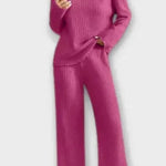 Melody, Ribbed Knitted Jumper & Wide-Leg Trousers Set