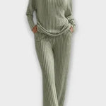 Melody, Ribbed Knitted Jumper & Wide-Leg Trousers Set