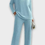 Melody, Ribbed Knitted Jumper & Wide-Leg Trousers Set