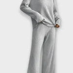 Melody, Ribbed Knitted Jumper & Wide-Leg Trousers Set