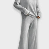 Melody, Ribbed Knitted Jumper & Wide-Leg Trousers Set