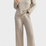 Melody, Ribbed Knitted Jumper & Wide-Leg Trousers Set