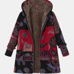 Marina Boho-Patchwork Hooded Coat with Abstract Pattern