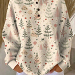 Sonja Cream Jumper with Small Fir Trees