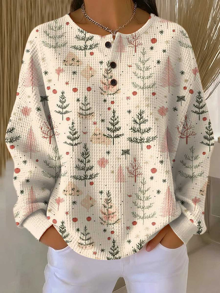 Sonja | Cream Jumper with Small Fir Trees