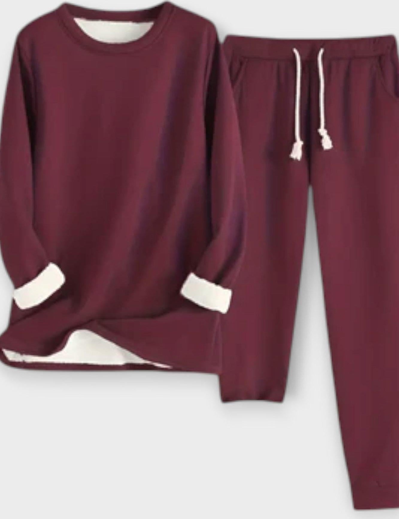 Matilda, Contrast-Trim Long-Sleeve Top & Trousers Set