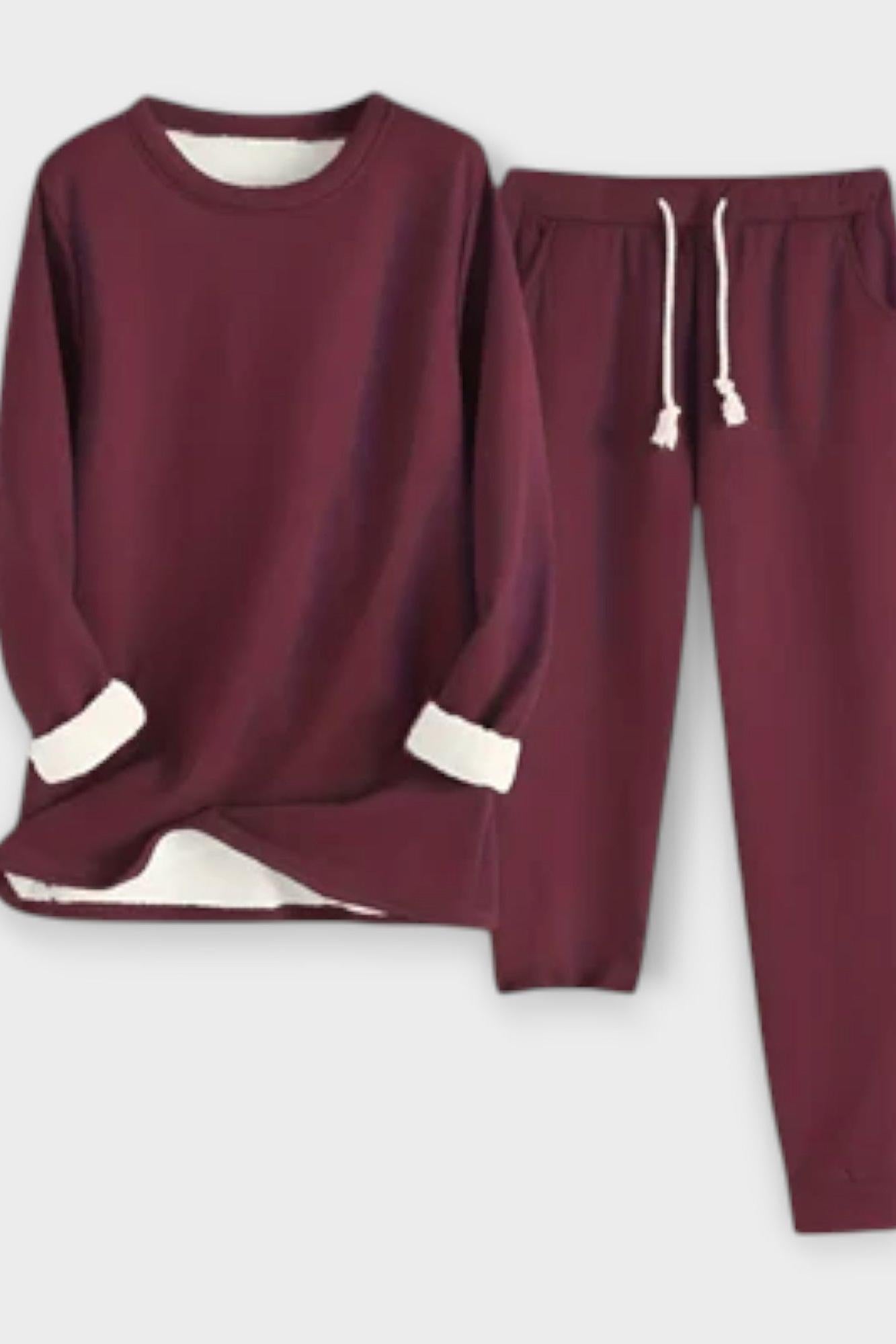 Matilda, Contrast-Trim Long-Sleeve Top & Trousers Set