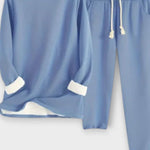 Matilda, Contrast-Trim Long-Sleeve Top & Trousers Set