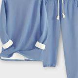 Matilda, Contrast-Trim Long-Sleeve Top & Trousers Set
