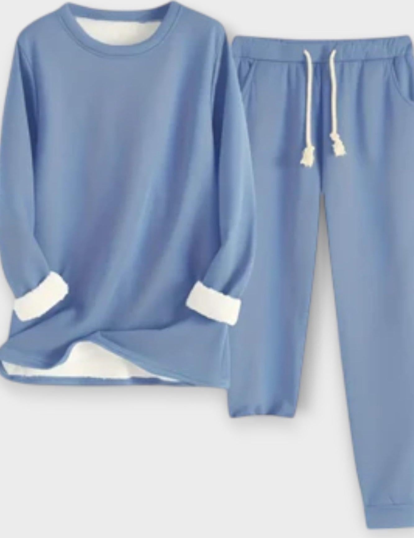 Matilda, Contrast-Trim Long-Sleeve Top & Trousers Set