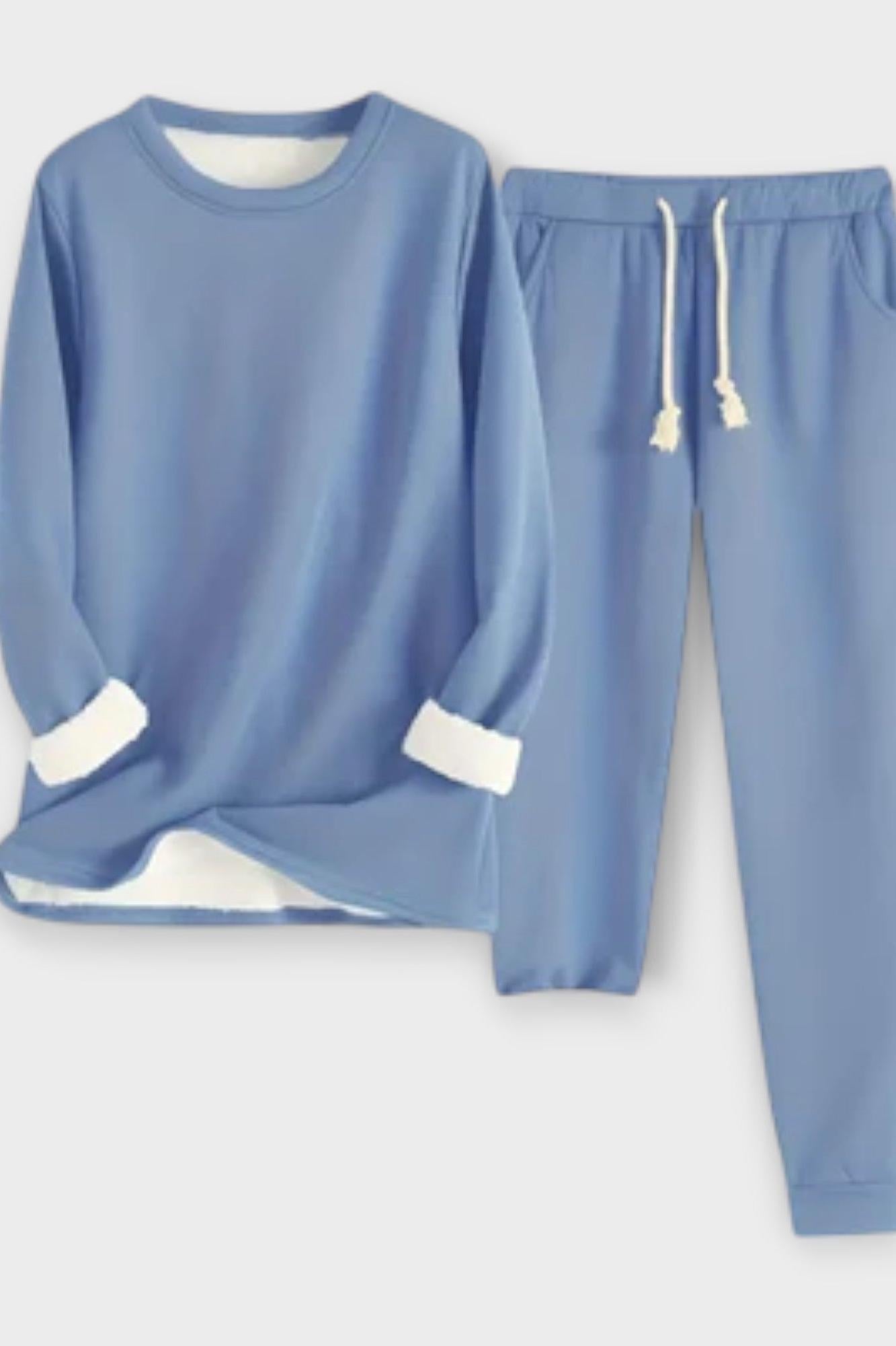 Matilda, Contrast-Trim Long-Sleeve Top & Trousers Set