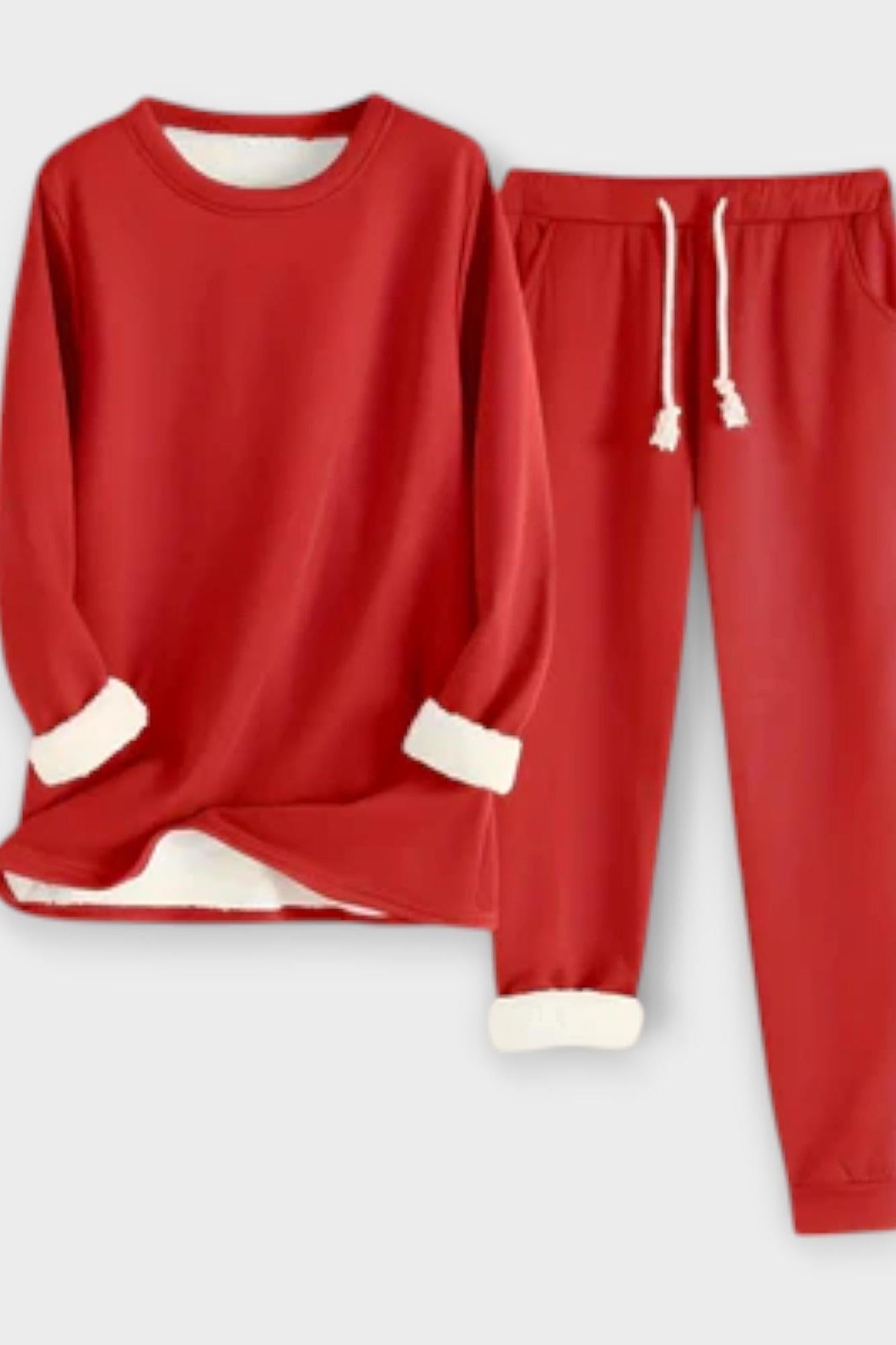 Matilda, Contrast-Trim Long-Sleeve Top & Trousers Set