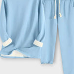 Matilda, Contrast-Trim Long-Sleeve Top & Trousers Set