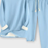 Matilda, Contrast-Trim Long-Sleeve Top & Trousers Set