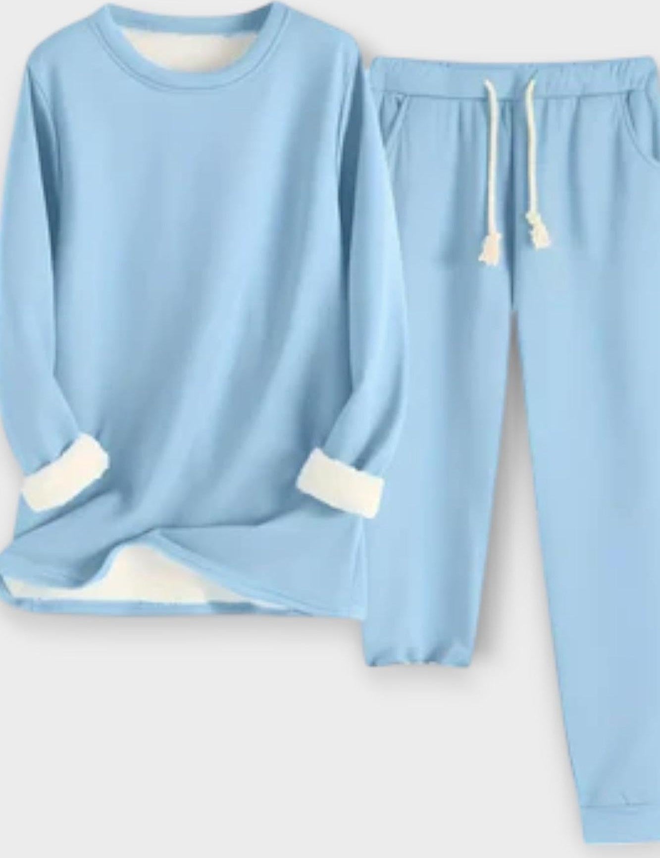 Matilda, Contrast-Trim Long-Sleeve Top & Trousers Set