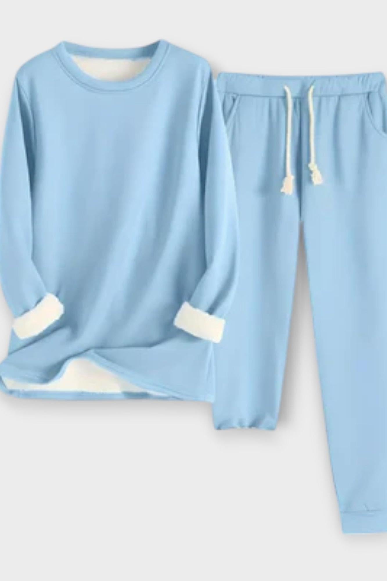 Matilda, Contrast-Trim Long-Sleeve Top & Trousers Set