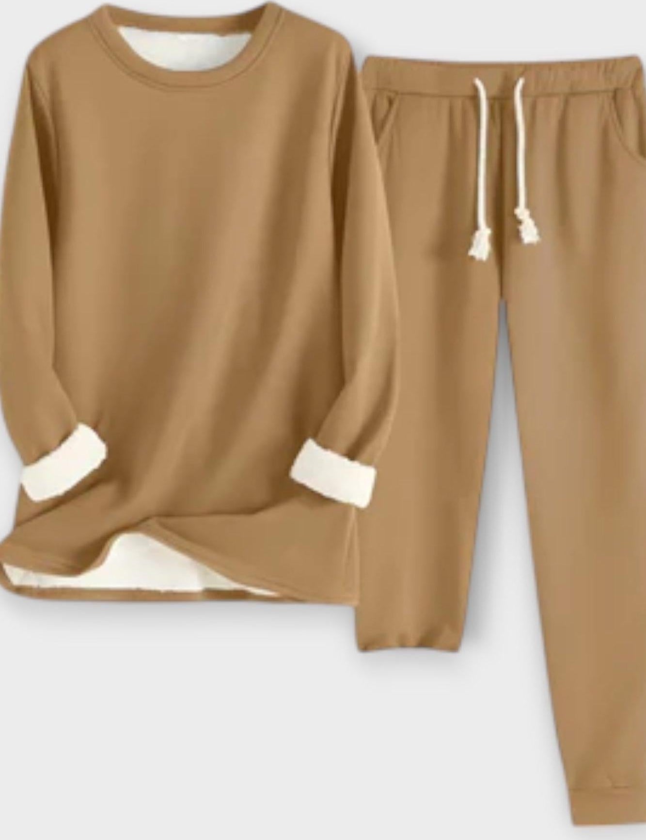 Matilda, Contrast-Trim Long-Sleeve Top & Trousers Set