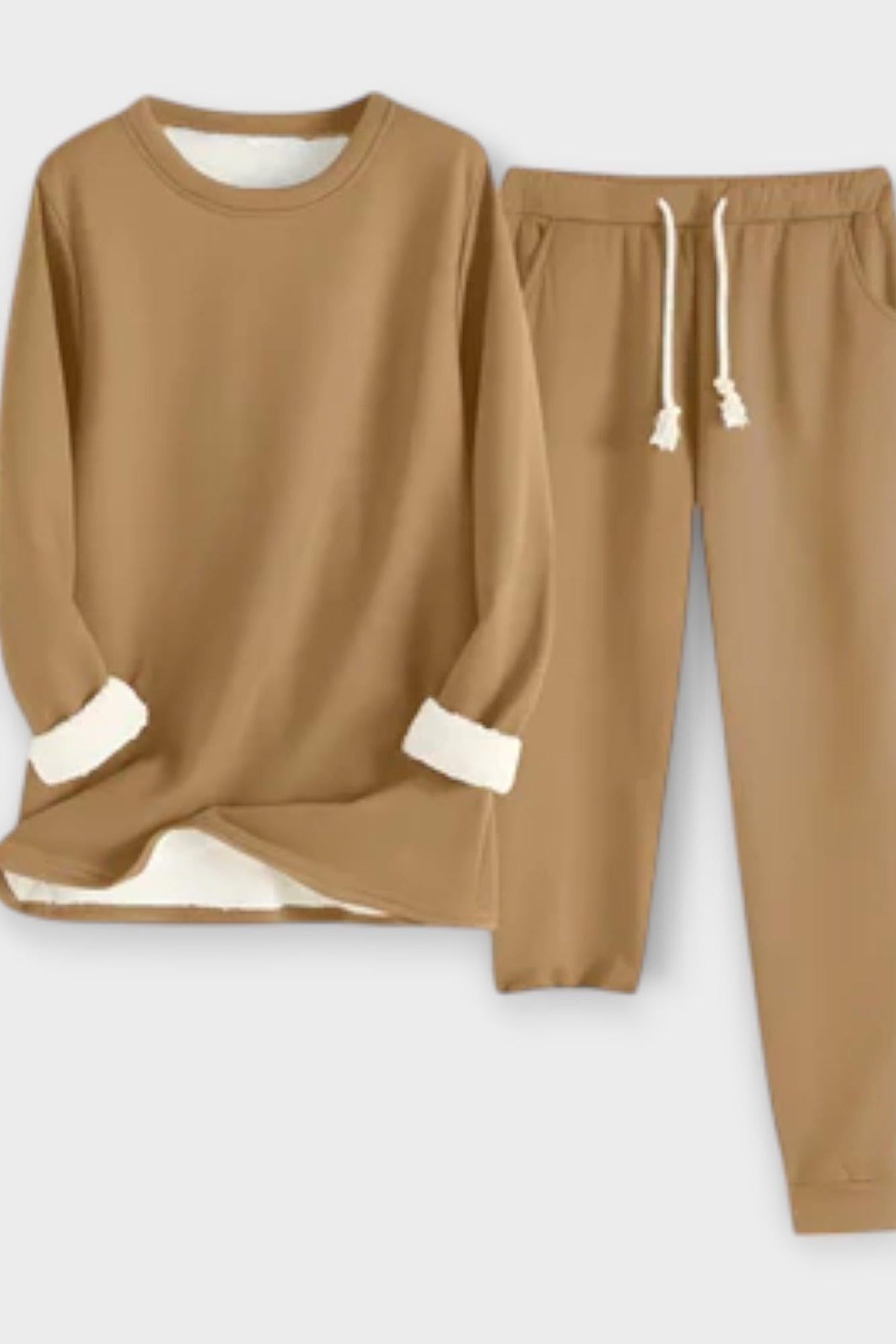 Matilda, Contrast-Trim Long-Sleeve Top & Trousers Set