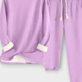 Matilda, Contrast-Trim Long-Sleeve Top & Trousers Set