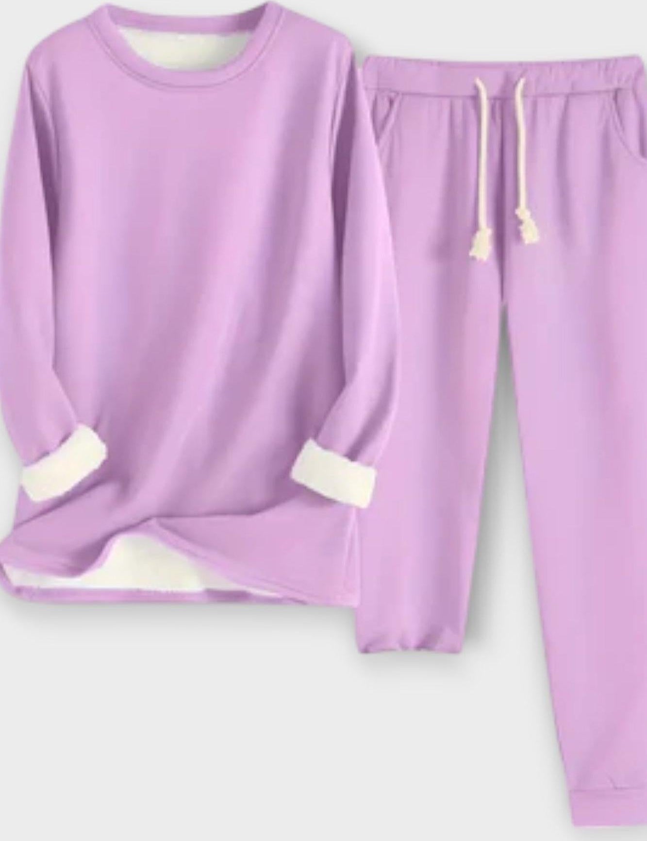 Matilda, Contrast-Trim Long-Sleeve Top & Trousers Set