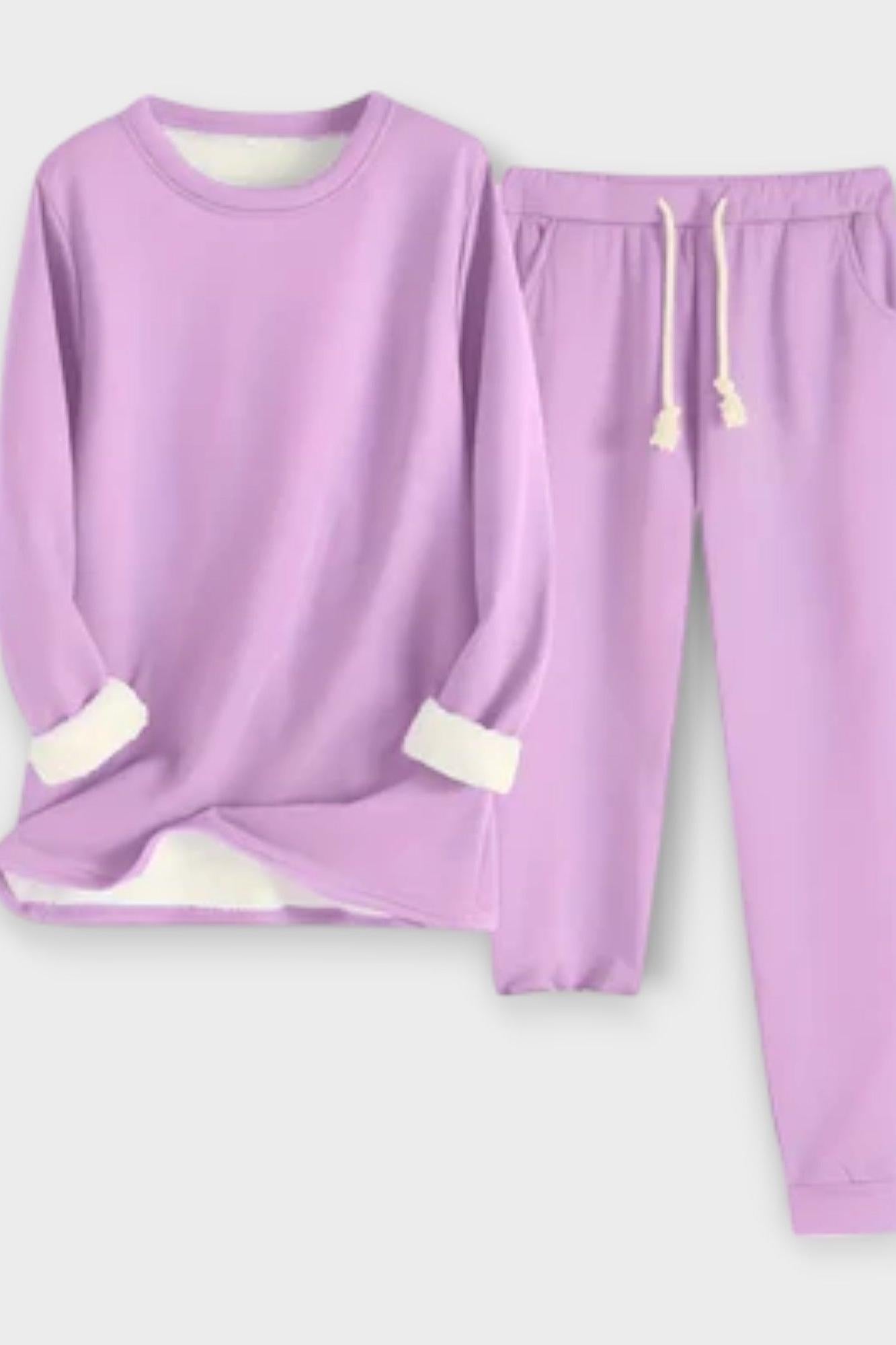 Matilda, Contrast-Trim Long-Sleeve Top & Trousers Set