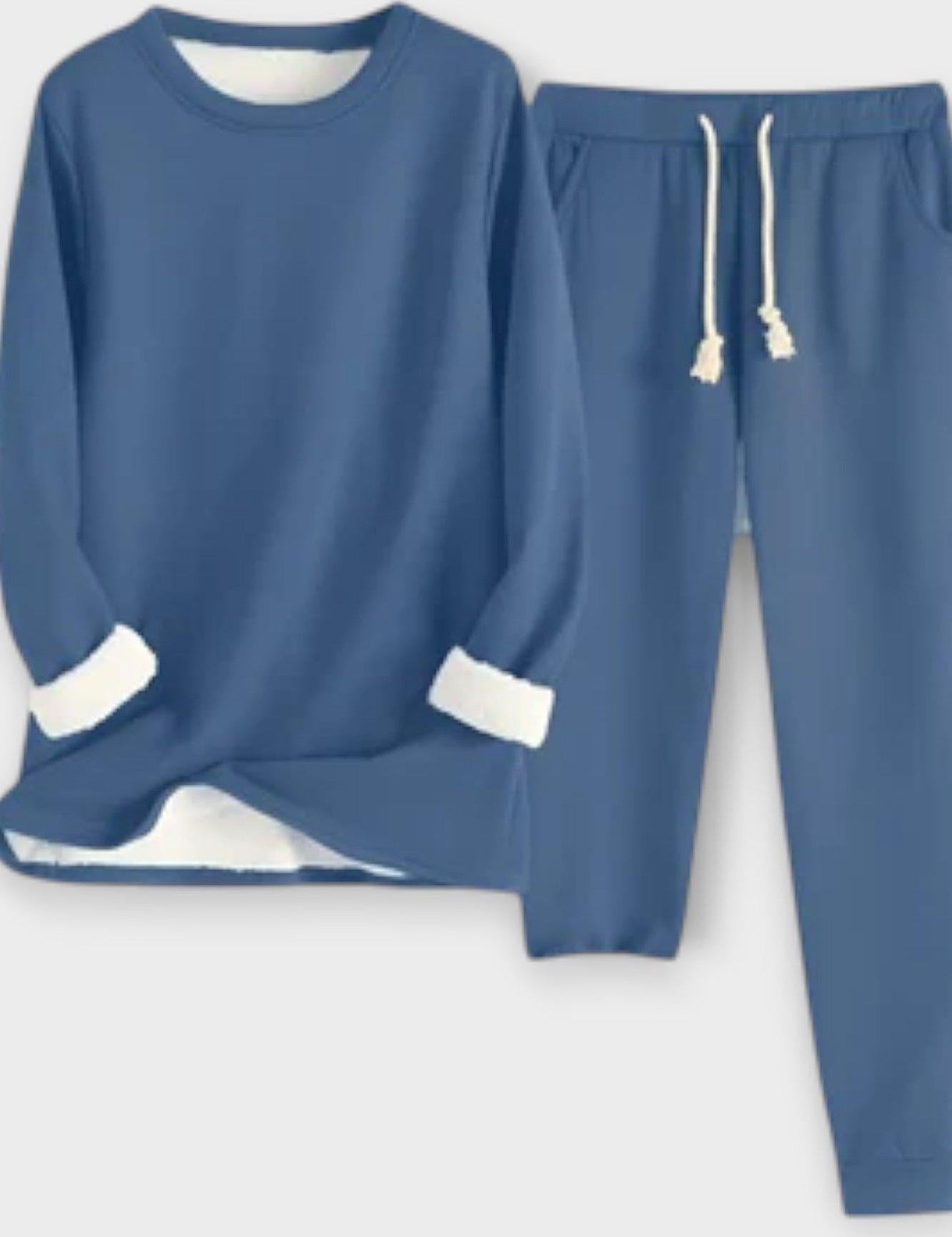 Matilda, Contrast-Trim Long-Sleeve Top & Trousers Set