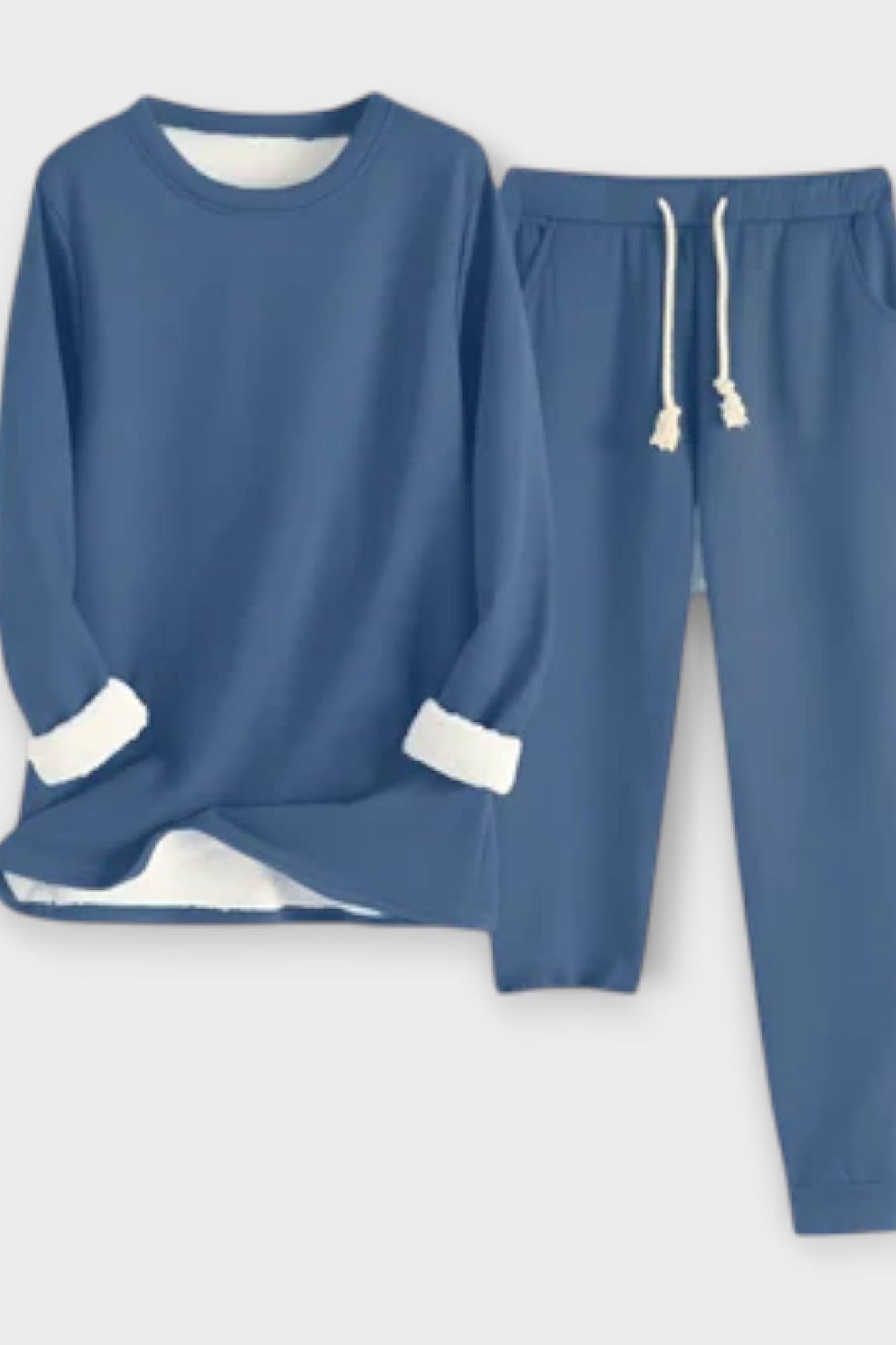 Matilda, Contrast-Trim Long-Sleeve Top & Trousers Set