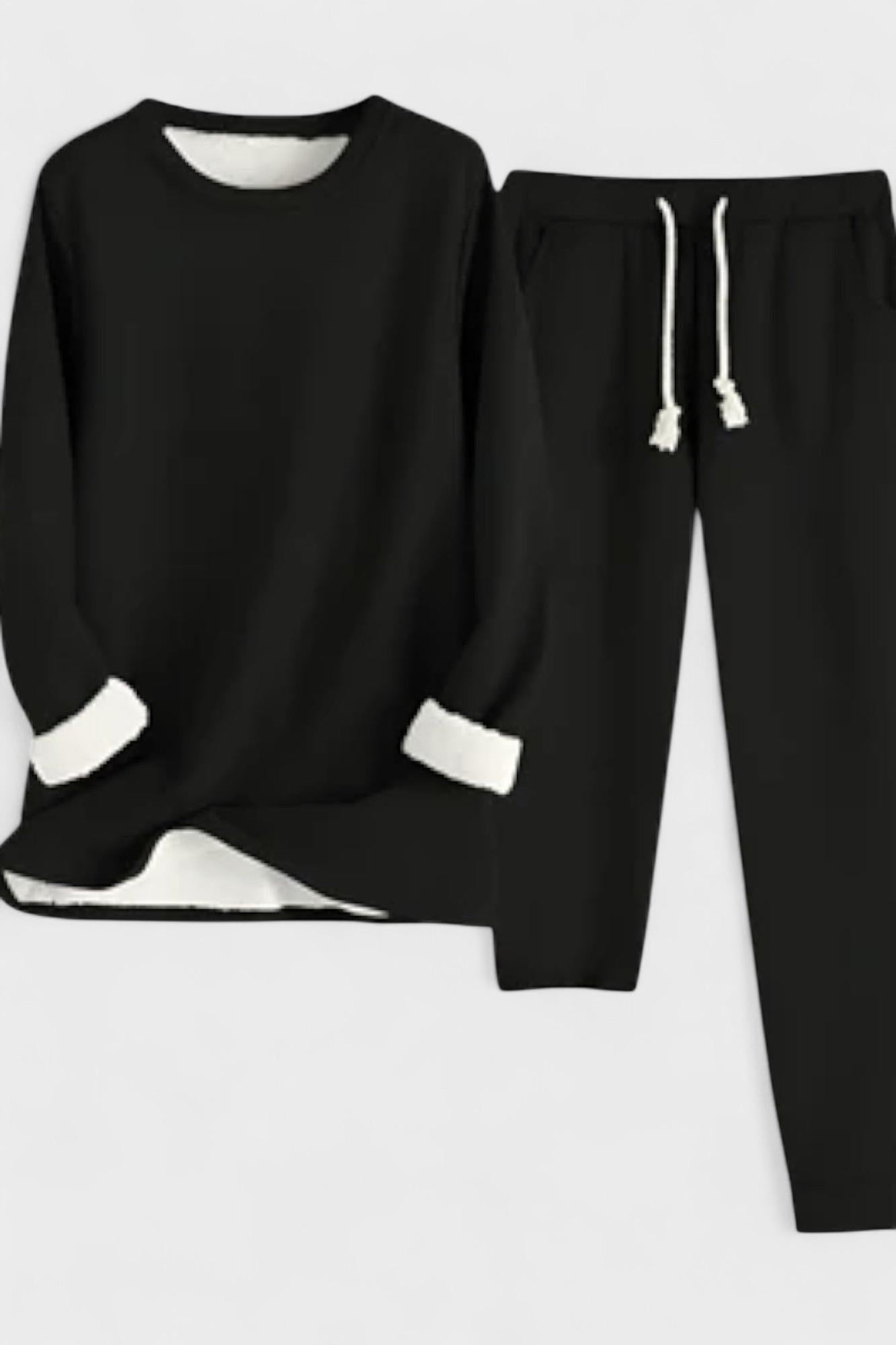 Matilda, Contrast-Trim Long-Sleeve Top & Trousers Set
