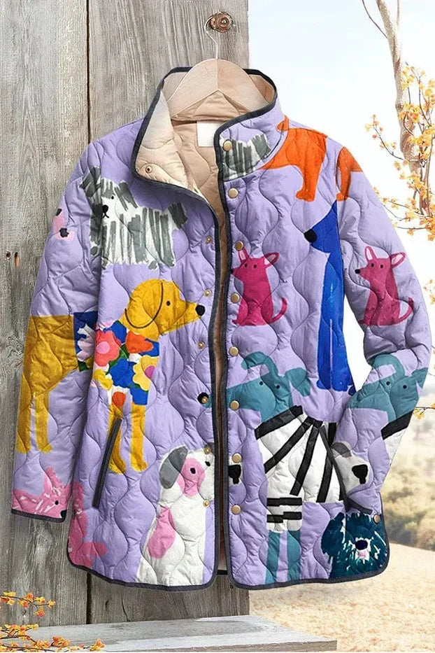 Mila Quilted Jacket with Animal Motifs - view 2