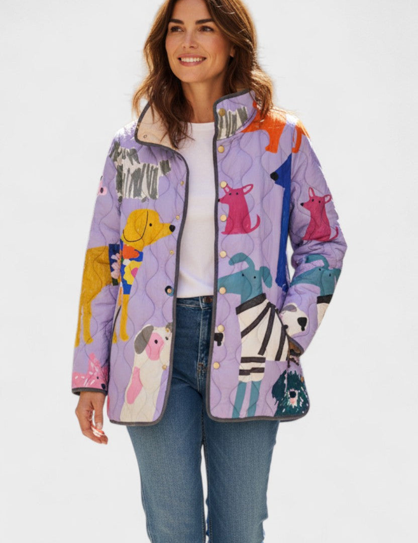 Mila Quilted Jacket with Animal Motifs