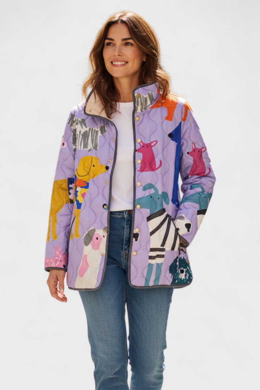 Mila Quilted Jacket with Animal Motifs