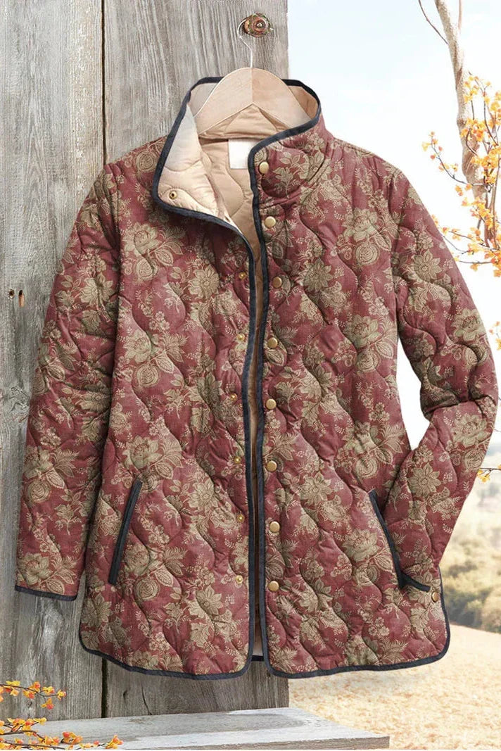 Madeleine Brown Quilted Jacket with Ornamental Pattern - view 2