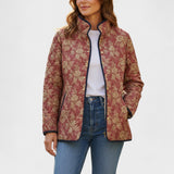 Madeleine Brown Quilted Jacket with Ornamental Pattern