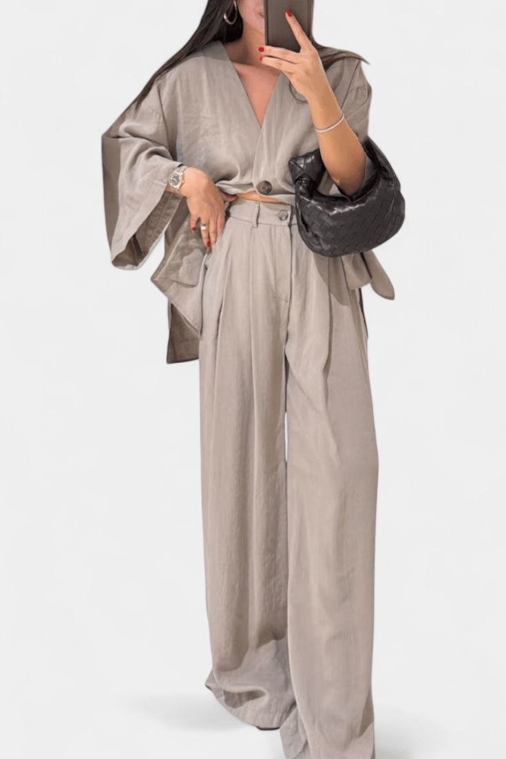 Millicent, Relaxed Wrap Top & Wide-Leg Trousers Set
