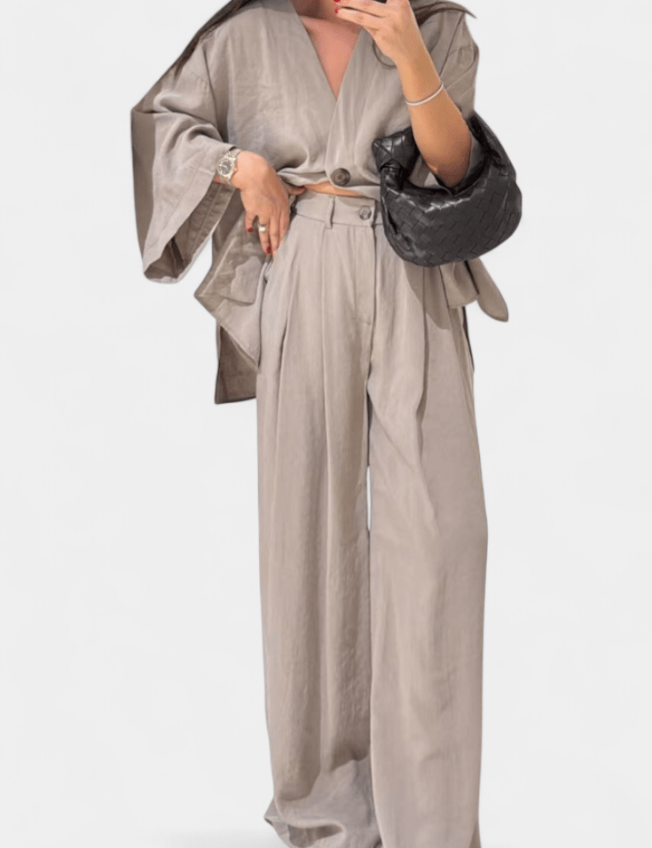 Millicent, Relaxed Wrap Top & Wide-Leg Trousers Set