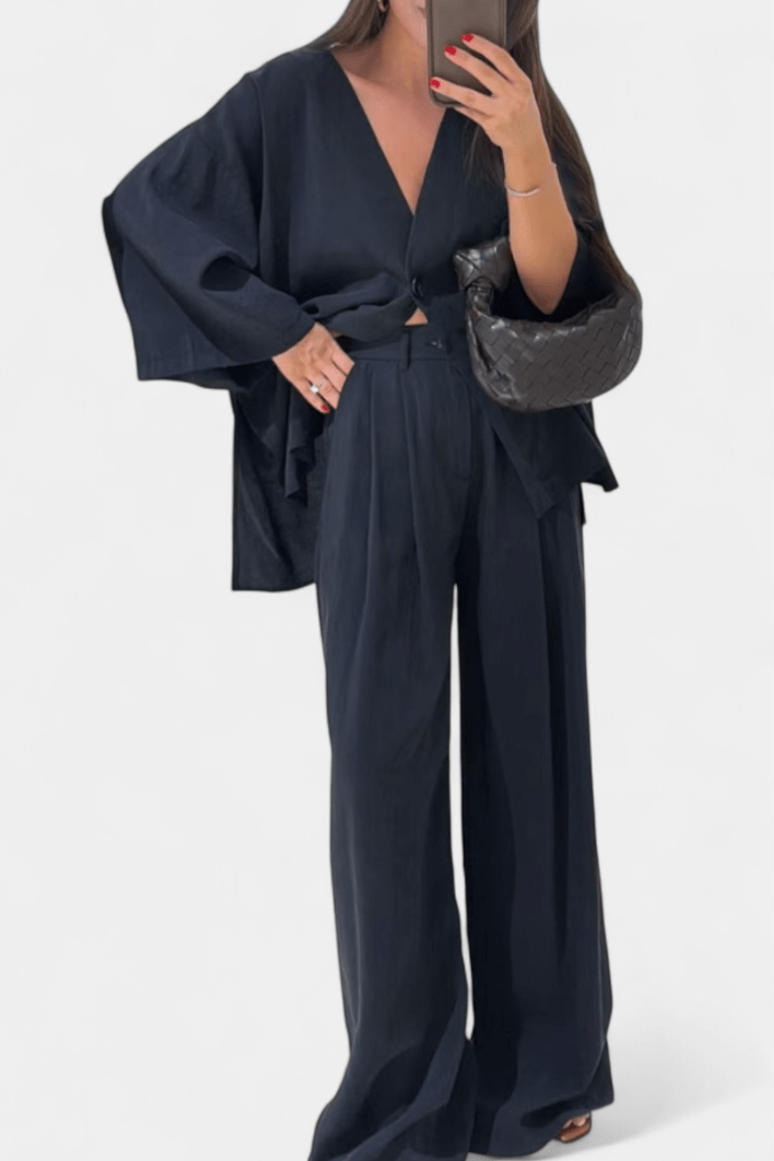 Millicent, Relaxed Wrap Top & Wide-Leg Trousers Set