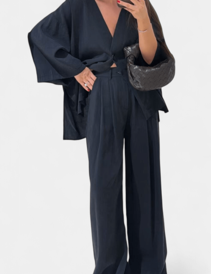 Millicent, Relaxed Wrap Top & Wide-Leg Trousers Set